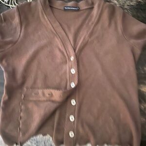 Brown short sleeve Brandy Melville cute top